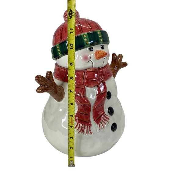 Snowman Cookie Jar By Sakura Fiddlestix Earthenware Snowmen Portraits - Picture 7 of 8